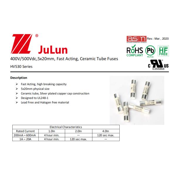 400 взрывателей трубки 500VDC 5x20mm быстро действующих фотовольтайческих керамических