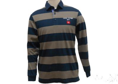 Colorful Mens Long Sleeve Striped Polo Shirts , 2 Piece Collar Mens Knitted Polo Tops