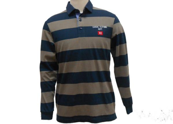 Colorful Mens Long Sleeve Striped Polo Shirts , 2 Piece Collar Mens Knitted Polo Tops