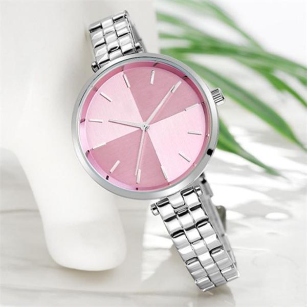 Women'S Stainless Steel Waterproof Watch Quartz Movement Plexiglass Mirror