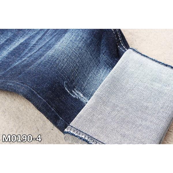 GOTS Dark Blue Cotton Spandex Denim Fabric With Cross Hatch Slub 150 Width