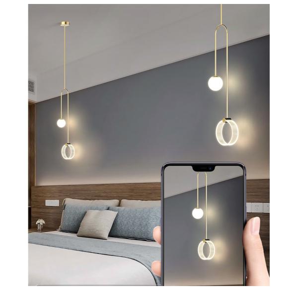 Modern Iron Minimalist Style High Glass Bamboo LED Pendant Lights for Control Mode