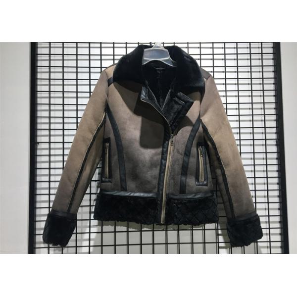 Fur Collar Fully Lined Ladies PU Jacket Faux Fur Coat Flat Pack With Plastic Bag