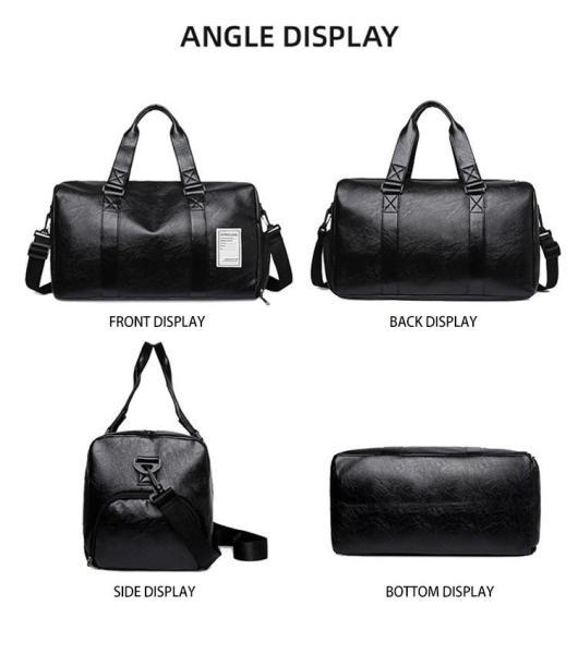 Custom Logo Luxury Designer PU Leather Gym Sport Duffle Bag with Shoe Compartment Weekender Travel Bags for Men