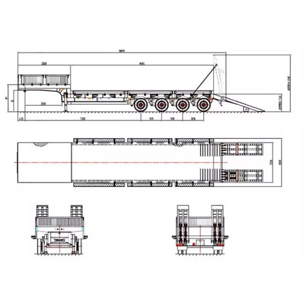 s Two Lines and Four Axes Gooseneck Flatbed Trailer with Hydro-Pneumatic Suspension