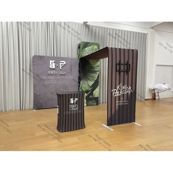 Customized Portable Advertising Exhibition Tension Fabric Banner Backdrop Trade Show Display Booth