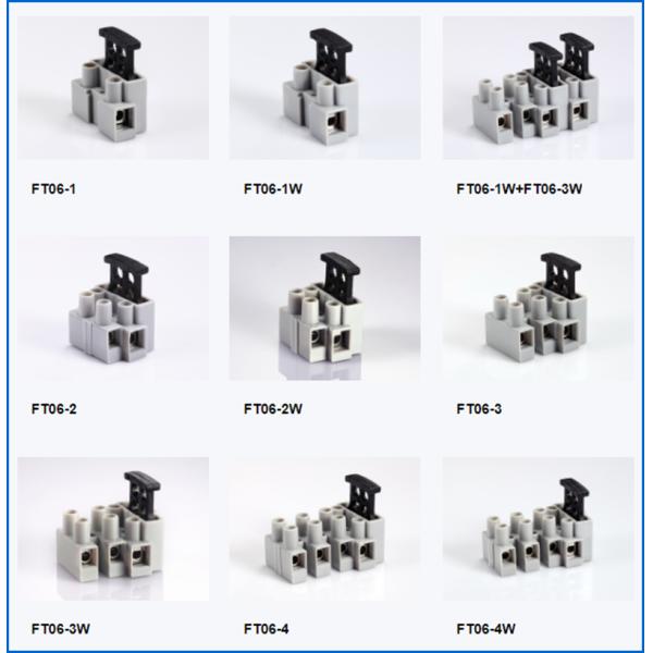 Исправленные винтом блоки терминала FT06-3W взрывателя PA66 2AG 6.3A 250V с VDE CE CQC