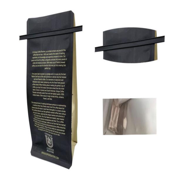 Black Rotogravure Printed Pouches For Coffee With Tin Tie Light Resist