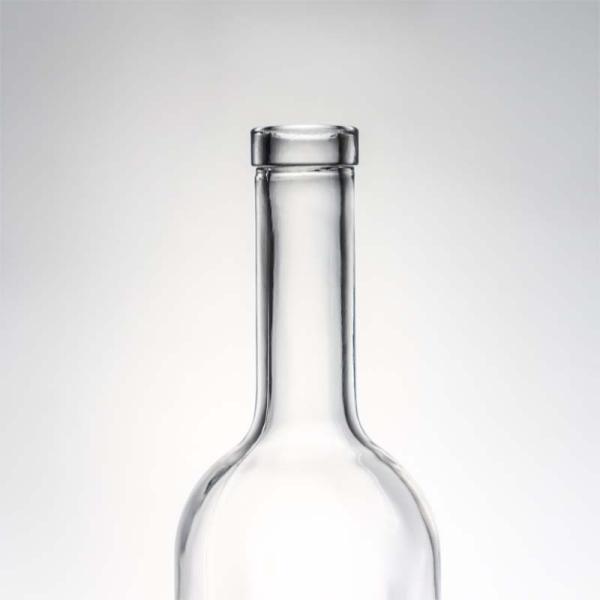 750ml Round Glass Liquor Bottle for Whisky Rum Gin with Cork Stopper and Glass Collar