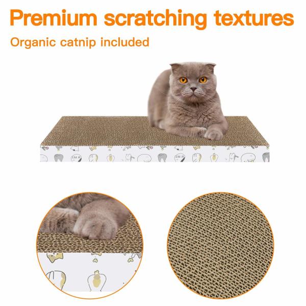 4 Pack Cat Scratch Pad with Box, Cardboard Cat Scratcher for Indoor Cats