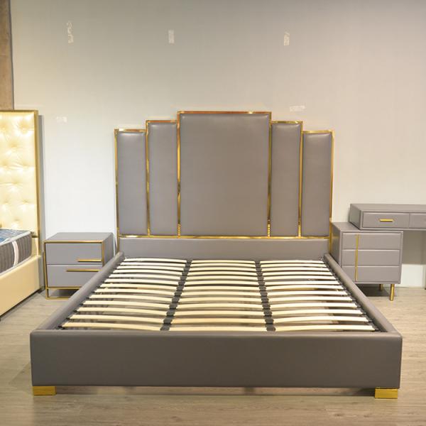 Pine Wood 6.6ft Velvet Fabric Bed 1.5m Modern King Size Bedroom Furniture