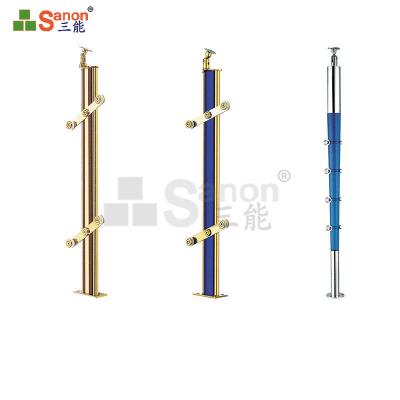 O múltiplo colore a cerca de vidro Frameless de madeira de aço inoxidável disponível Railing