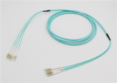 PC do cabo de remendo 4F da fuga OM3 LC - PC OM3 do LC cabo da fuga da Multi-fibra do Aqua de 50/125 de fanout 2mm 10M LSZH