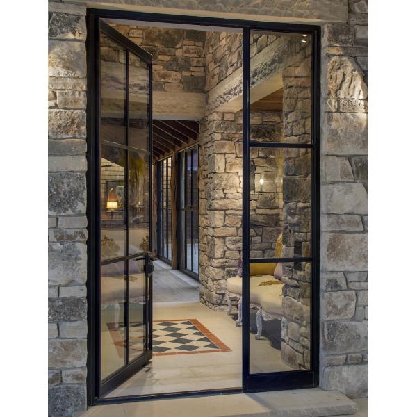 Cambodia Power Coating Thick Frosted Tempered Glass Minimalist Safe Interior Entrance Wrought Iron Door for House