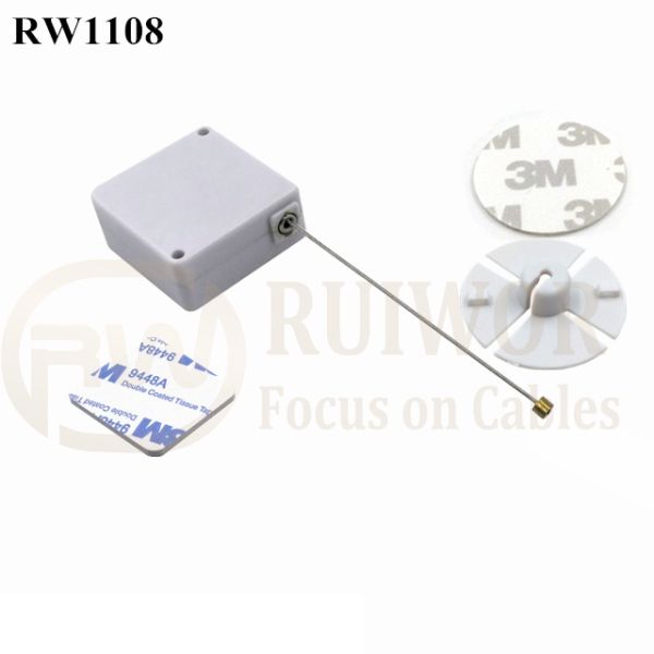 RW1108 Square Retail Security Tether Plus Dia 38mm Circular Sticky Flexible ABS Plate For Retail Product Positioning