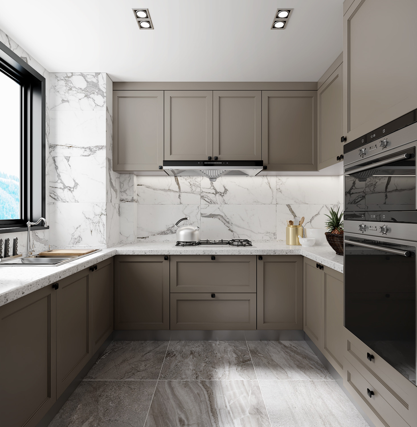 Waterproof Custom Kitchen Cabinets with Solid Wood Construction and Lacquer Coating