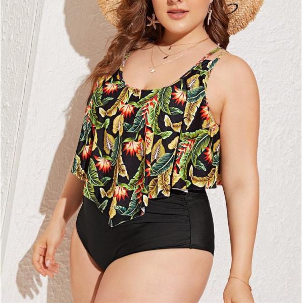 2019 New Plus Size Two piece High Waist   Woman's swimwear Push up