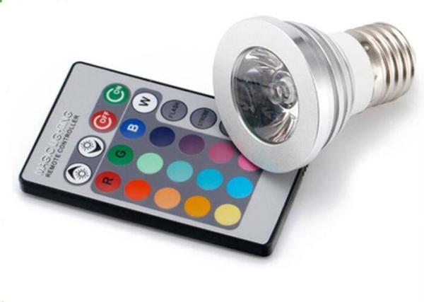 Rgb E27 Led Spot Bulbs 3w Epistar Chip Long Lifespan With Rgb Controller