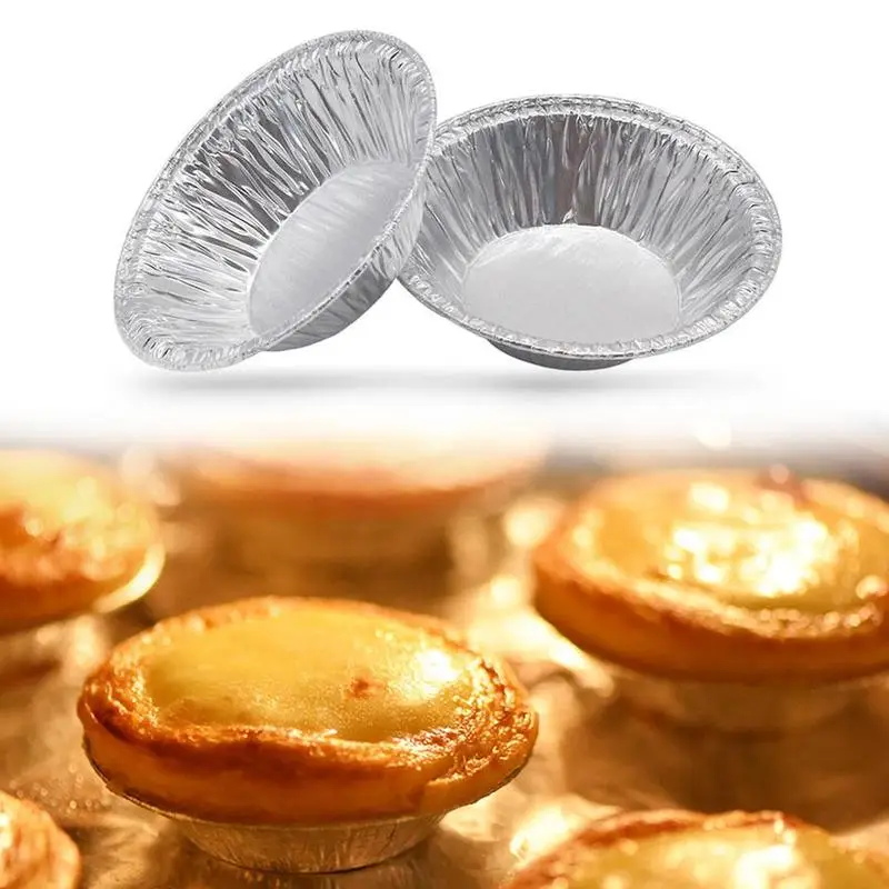 100pcs Disposable Aluminum Foil Tart Pan Mini Pot Plate Tin Pie Bake Tray Of Suitable