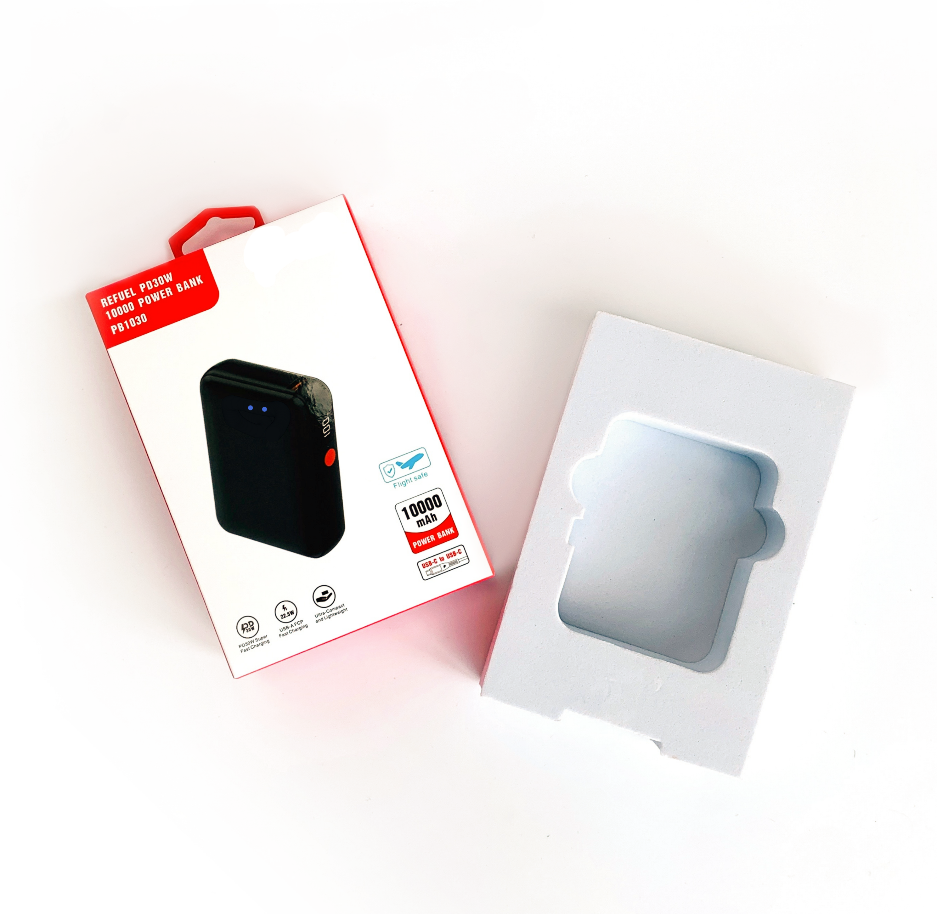 Custom printed logo Spot Uv Folding Power Bank paper boxes for Electronic Product Packaging boxes with Eva inner tray