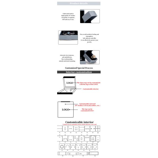 Lujo elegante personalizado caja de joyería de cuero para el collar y los aretes de embalaje