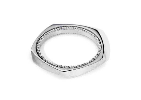 Rotatable Two Tone Gold Wedding Rings , 2.5MM Geometric Engagement Rings OEM ODM