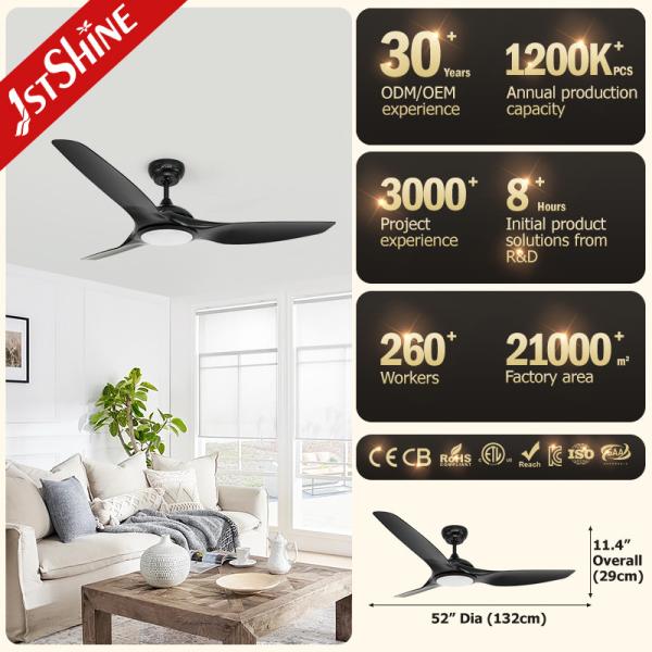 Led 35w 5 velocidade DC motor ventilador de teto com controle remoto ABS blade preto
