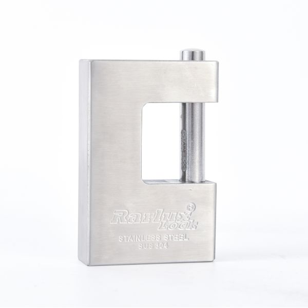 Custom Heavy Duty 304 Stainless Steel Top Security Rectangular Padlock with 4 Computer Keys Silver Rarlux Model 750