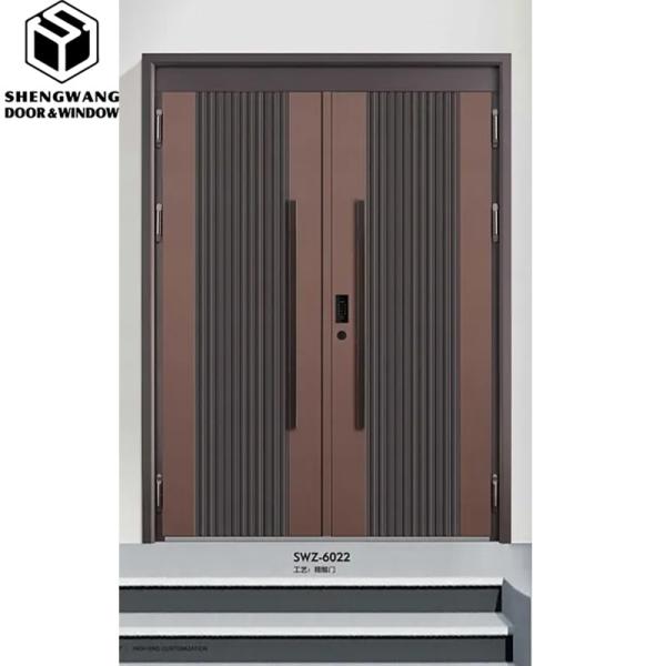 Secure Residential Stainless Steel Front Door Electronic Locking Exterior Steel Security Doors