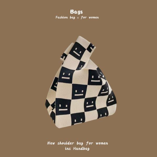 THE NEW INTERNET CELEBRITY HANDBAG KNITTING HAND KNITTING WOOL BUCKET BAG HAND CASUAL TOTE LUNCH BAG