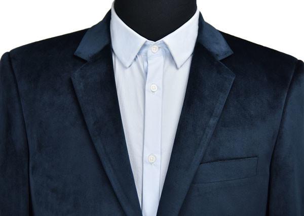 Velvet Slim Fit Mens Knit Blazer Navy Casual  Business Anti  Wrinkle