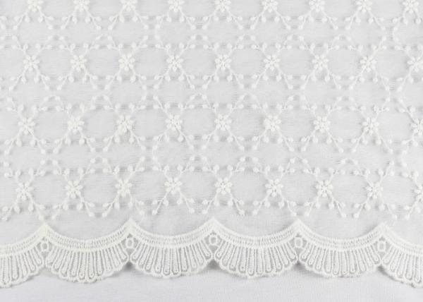 Tela francesa do laço do bordado do estiramento, borda Scalloped da tela líquida do vestido do laço do tule