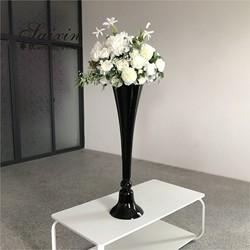 80cm-100cm Tall Black Glass Stemmed Glass Vase Hurricane For Wedding Table Centerpiece