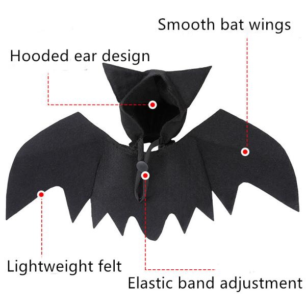 летучая мышь любимца 100g хеллоуина подгоняет черный крутой костюм любимца маскировки шляпы летучей мыши кота собаки