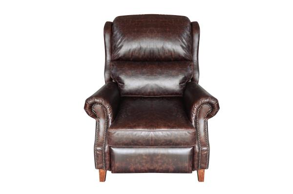Comfortable High Back Leather Reclining Armchairs Metal Base Tilt Function Device