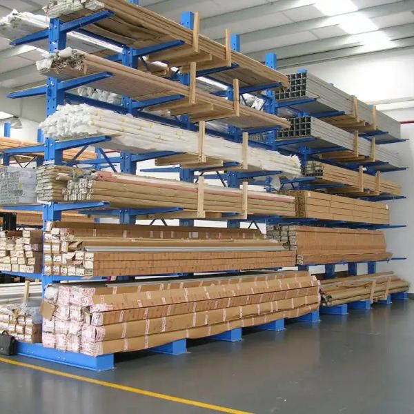 Powder Coated Double Sided Cantilever Racking Warehouse Metal Heavy Duty Cantilever Rack