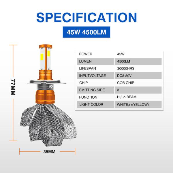 4500LM 6000LM 8000LM H7 Farol de motocicleta lâmpada Ba20D P15D 45W