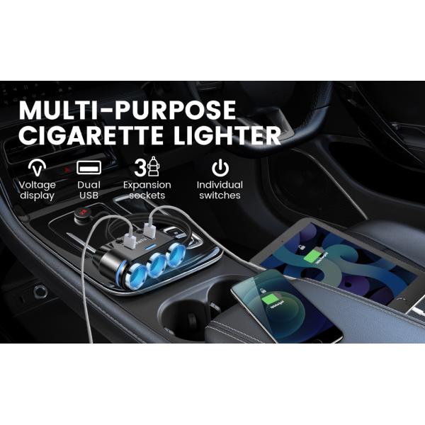 YANTU B39 12V 24V Car Cigarette Lighter Charging 3 in 1 Super Corded Heater Adapter Plug Dual USB Auto Electronics