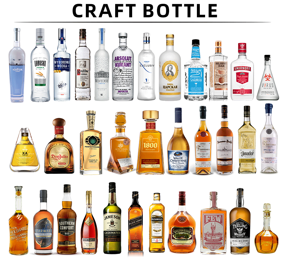 Square Shape Mount Fuji Bottom Borosilicate Glass Bottle For Whiskey Spirits