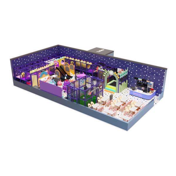 Purple Themed Indoor Playground Equipment Customizable With Space Smart Design