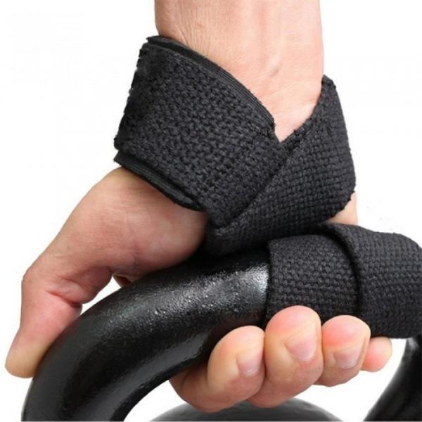 Figure 8 Weightlifting Wrist Straps Black Gymnastic Fitness Thicker Cotton