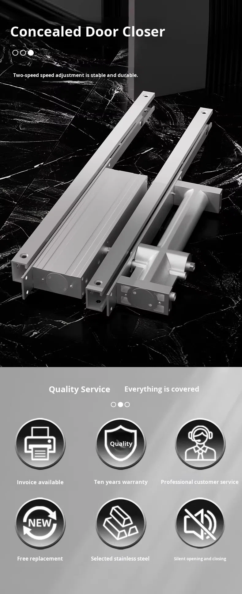 Modern Invisible Hidden Door Closer Hydraulic Buffer Automatic Closing Concealed Installation Sliding Door Hotel Guesthouse
