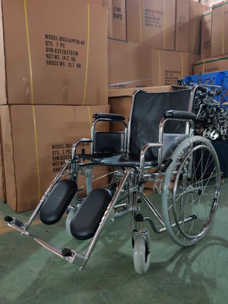 Elderly Care Folding Transport Wheelchair With Detachable Desk Armrest Elevating Footrest
