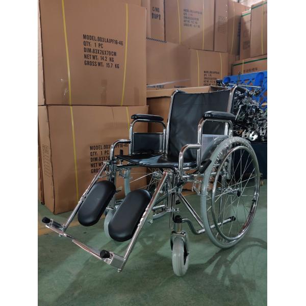 Elderly Care Folding Transport Wheelchair With Detachable Desk Armrest Elevating Footrest