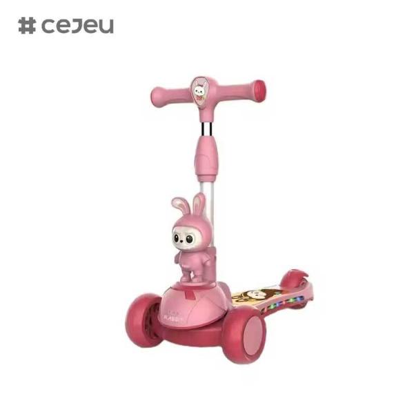 CJ-HLW-209,Labubu Foldable Children's Scooter 3-12 Year Old Widening Toddler Flash Wheel ScooterManufacturer's New Cartoon Labubu Style Children's Scooter with Lights Extendable and Foldable Plastic