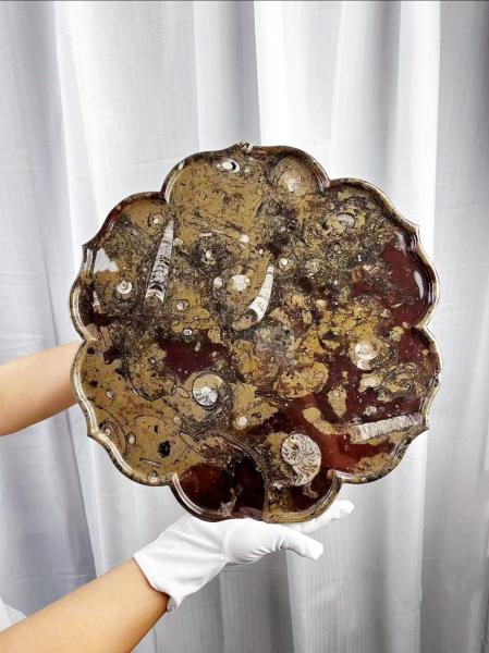 Italy Canghai Jurassic Marble Stone Plate Marble Dish Tray Scratch Resistant Aesthetic