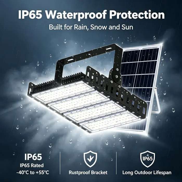 Multi-Angle Mount 200W Solar LED Flood Light IP65 Dustproof Waterproof Large Area Outdoor Lighting
