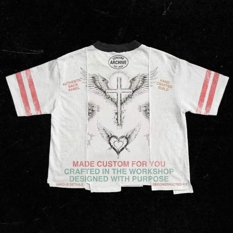 Custom Graphic Print Paneled Streetwear T-Shirt for Independent Brands