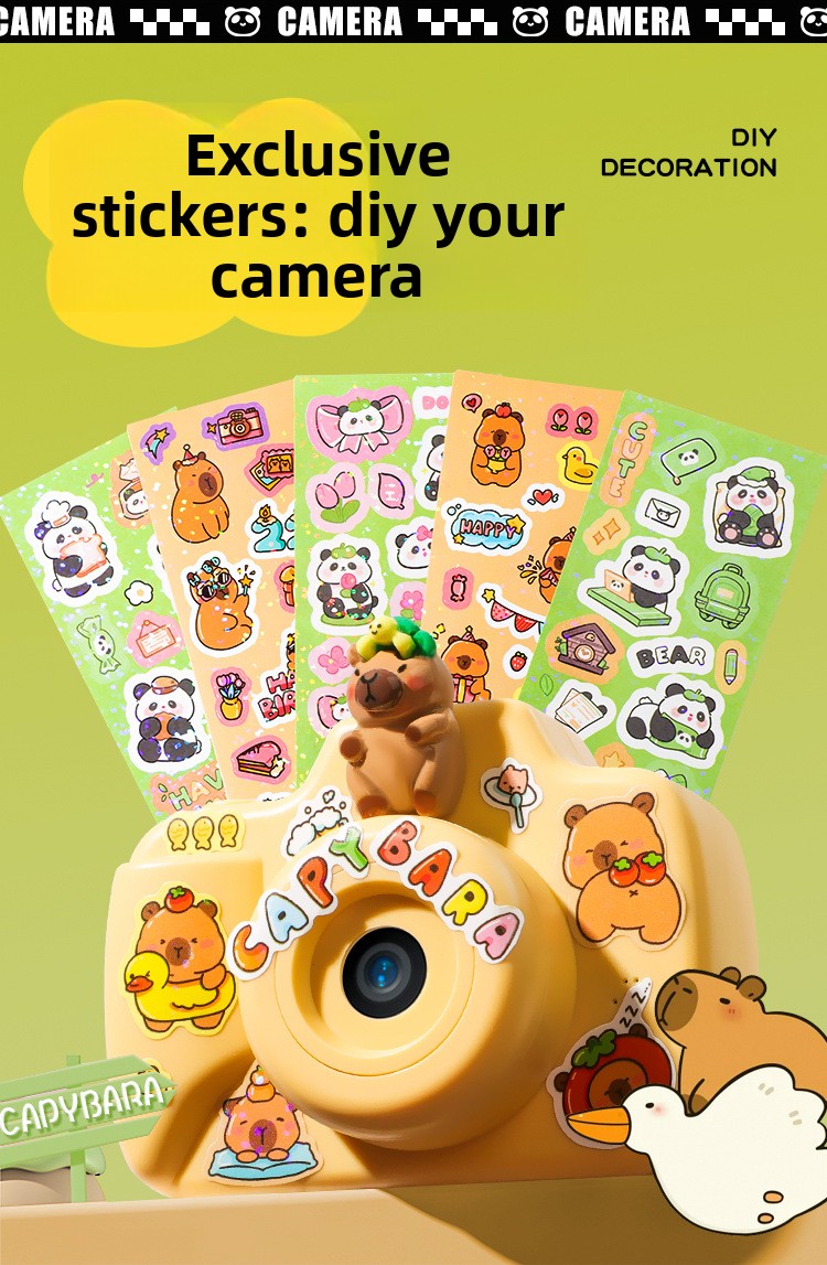 K22 Panda Instant Camera Toy for Children 48MP CMOS Sensor MicroSD Storage One-Click Printing Plastic Body Gift for Boys