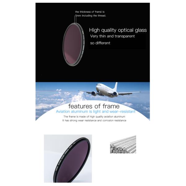 Optical Glass Neutral Density Filter 10 Stop ND Filter ND1000 for Landscape Photography